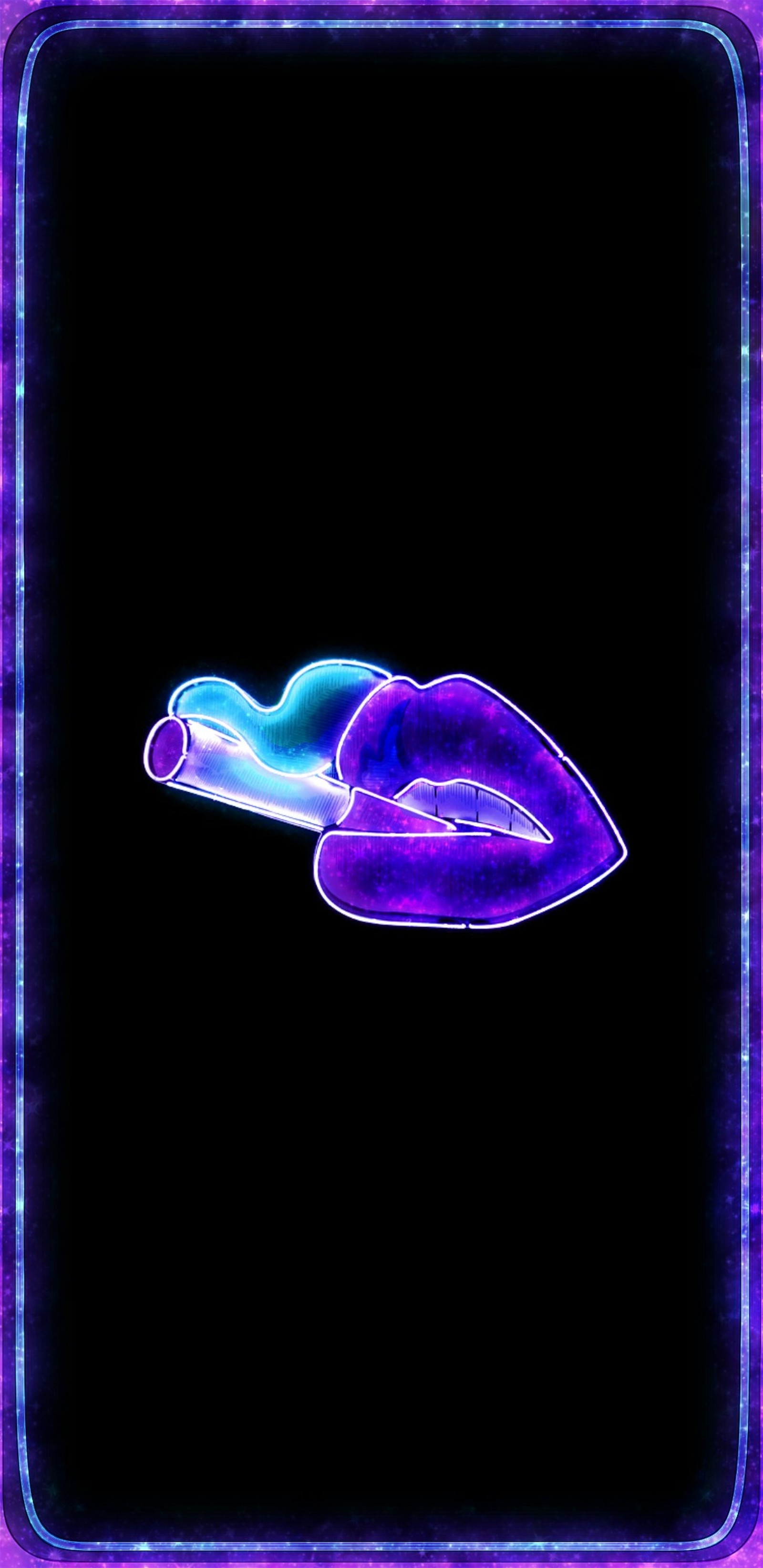 Purple and blue neon lips on a black background (best, black, blue, cool, edge)