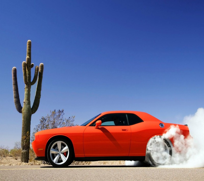 Оранжевый автомобиль с большим количеством дыма (camaro, машина)