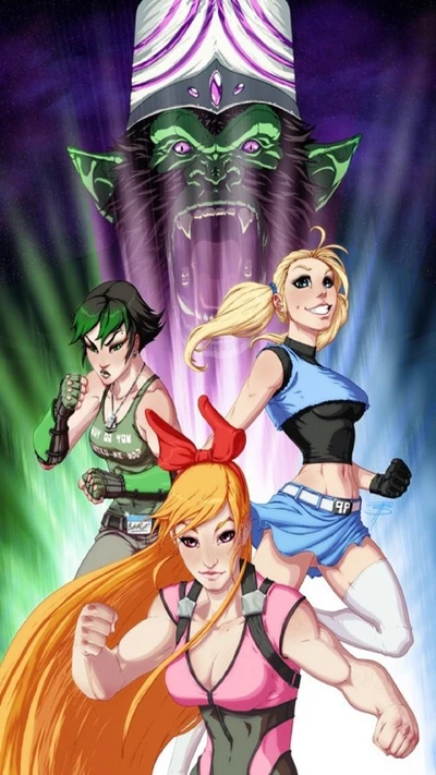 Las Chicas Superpoderosas Unen Fuerzas: Blossom, Bubbles y Buttercup en Acción