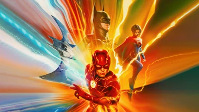 Dynamic Heroes Unite: The Flash, Batman, and Supergirl in Epic Action