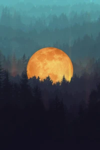 art, night, painting, tree, graphics wallpaper