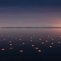 Nuit étoilée sur un lac tranquille avec des reflets illuminés