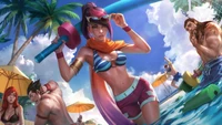 pool party, fiora, lol, wild rift, league of legends wallpaper