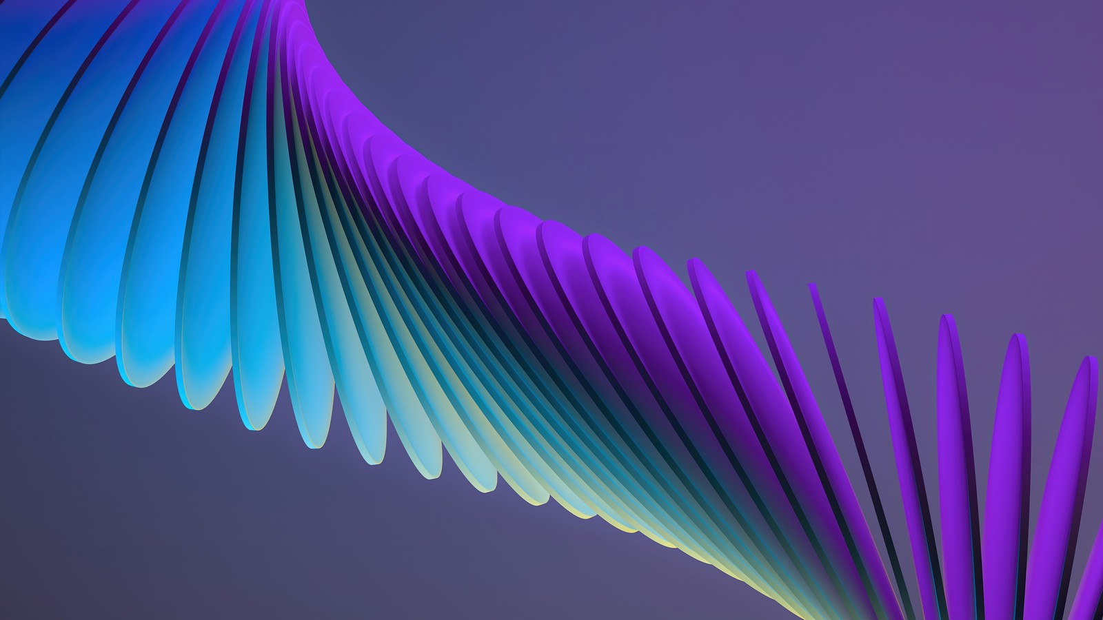 A close up of a purple and blue curved object (3d, digital art, render, abstract, pattern)