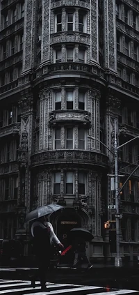 edificio, ventana, negro, gris, estilo