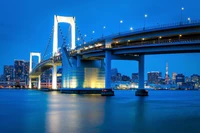 rainbow bridge, suspension bridge, bridge, landmark, city wallpaper