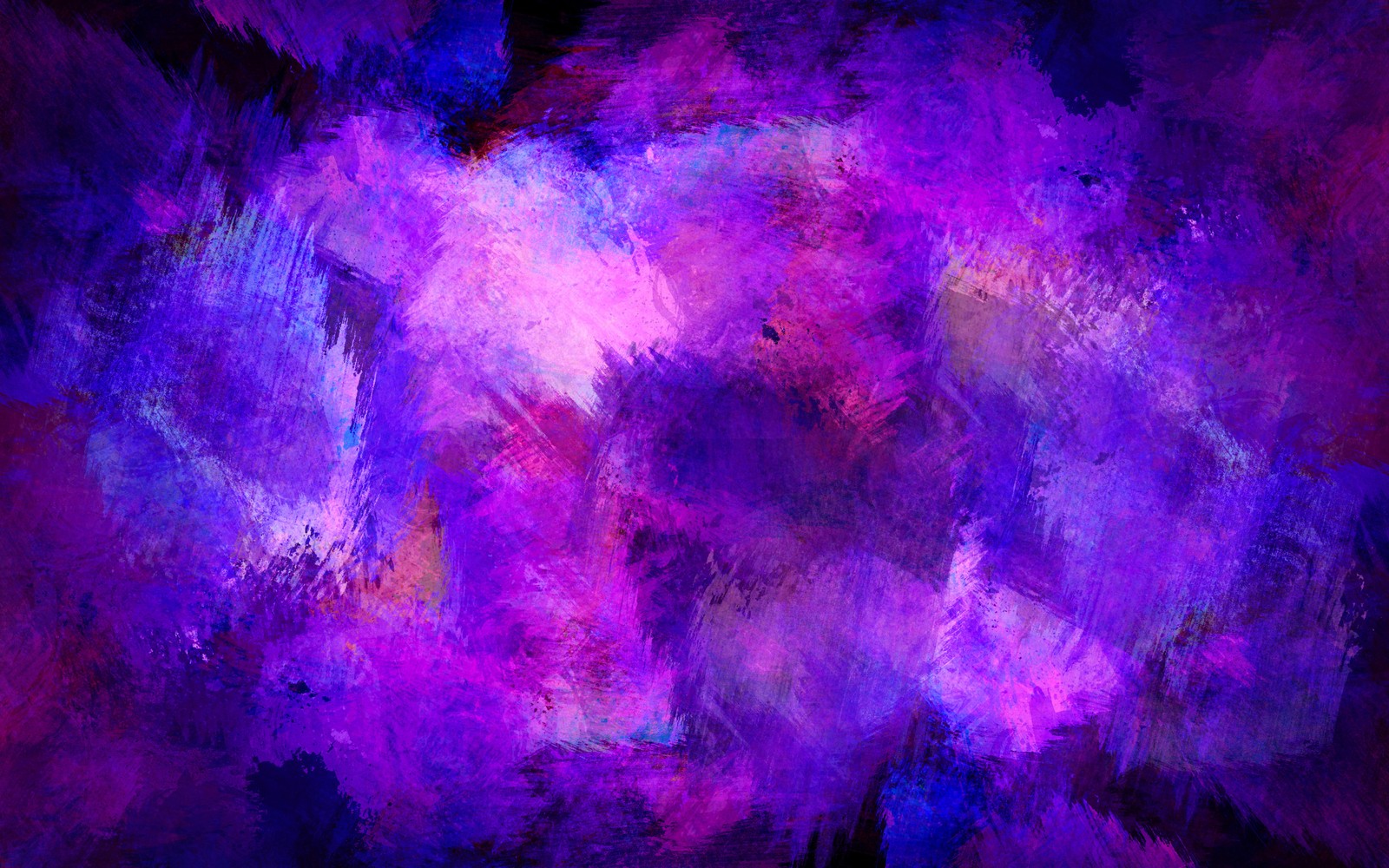 Une peinture de fleurs violettes et bleues sur fond noir (peinture, art abstrait, couleur, texture, violet)