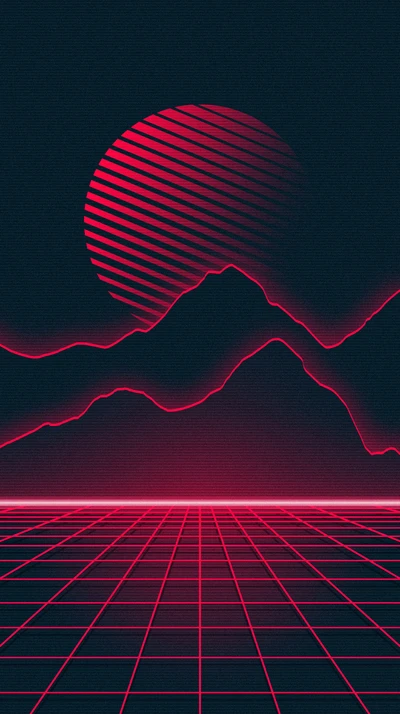 synthwave, свет, природа, фиолетовый, чёрный