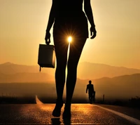 girl, legs, man, meeting, road