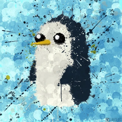 Adventure Time's Gunter in a Splash of Color