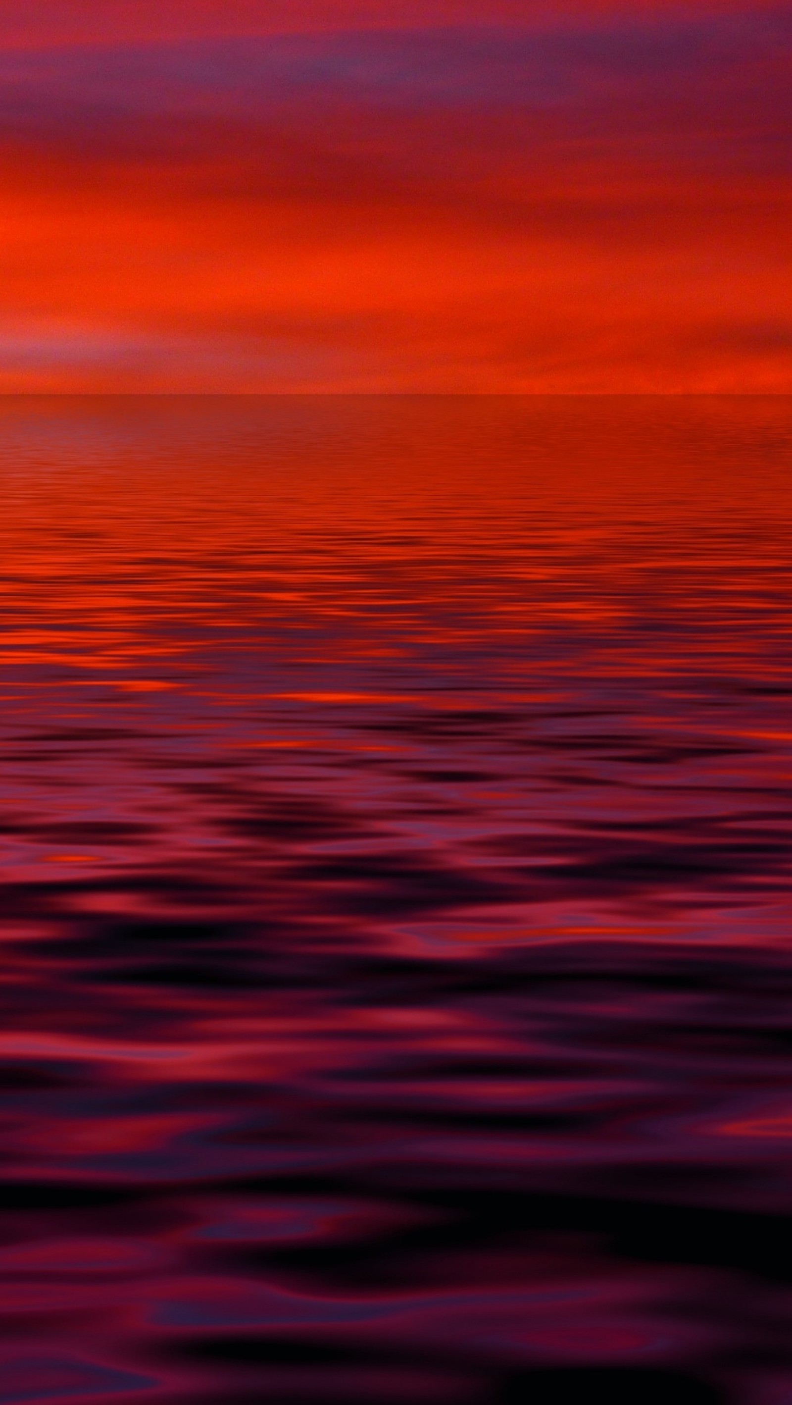 Arafed view of a sunset over the ocean with a small boat (nature, red)