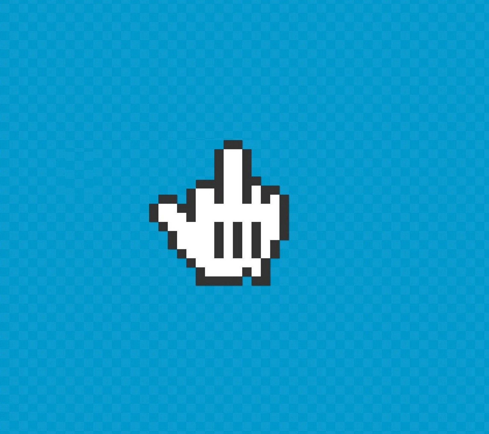 A close up of a pixel hand pointing at something on a blue background (abej, beograd, cursor)