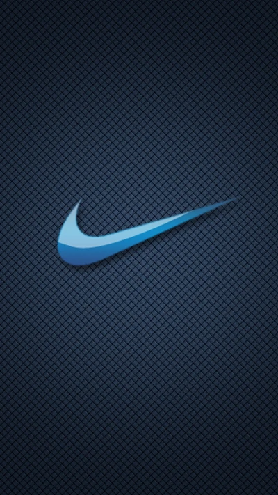 Nike-Logo mit einem eleganten blauen Verlauf vor einem strukturierten dunklen Hintergrund.