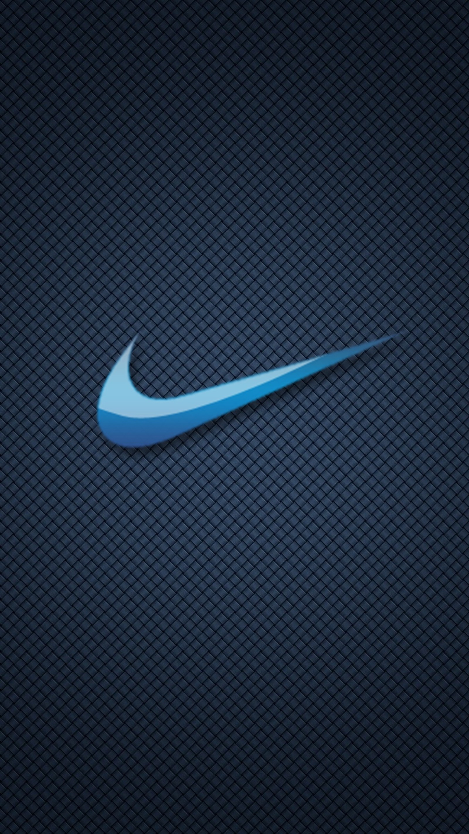 Un logo de nike azul sobre un fondo oscuro (logotipo, nike)