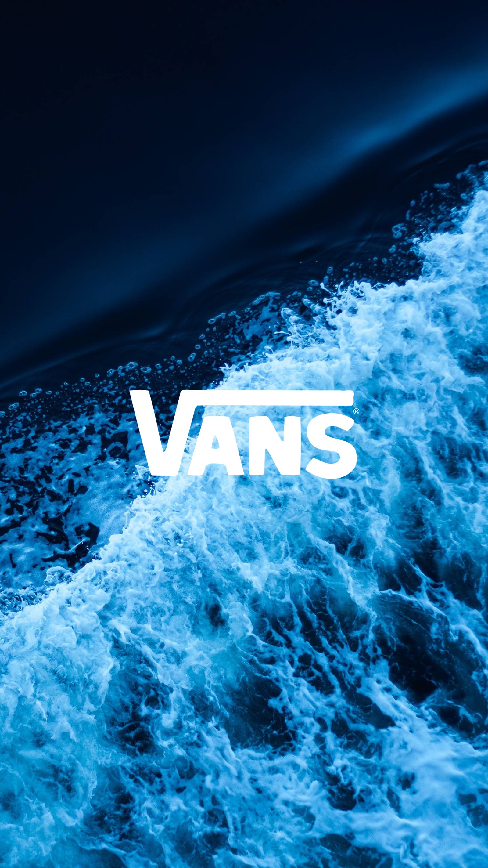 Vans surfboard-logo auf einer blauen ozeanwelle (2018, marken, hd, logos, minimal)