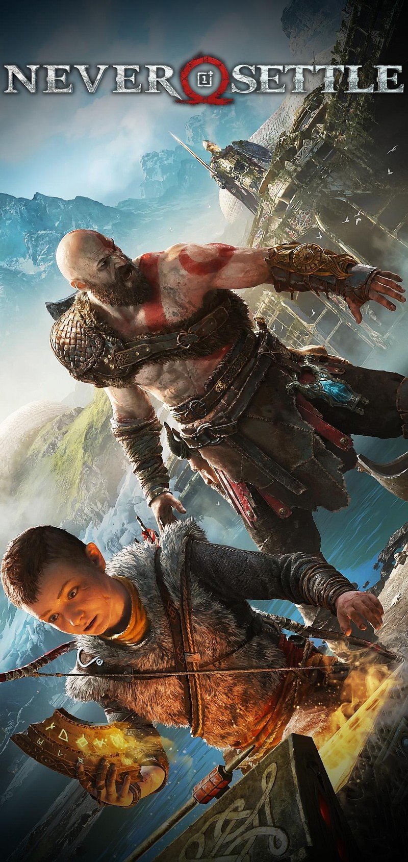 Постер для игры god of war (oneplus, oneplus never settle, никогда не соглашайтесь, god of war, бог войны 4)