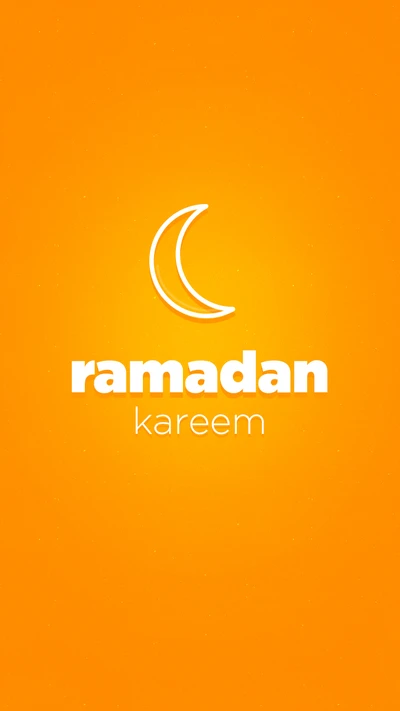 Diseño simple de Ramadan Kareem con fondo amarillo y luna creciente