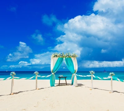 praia, mar, céu, casamento