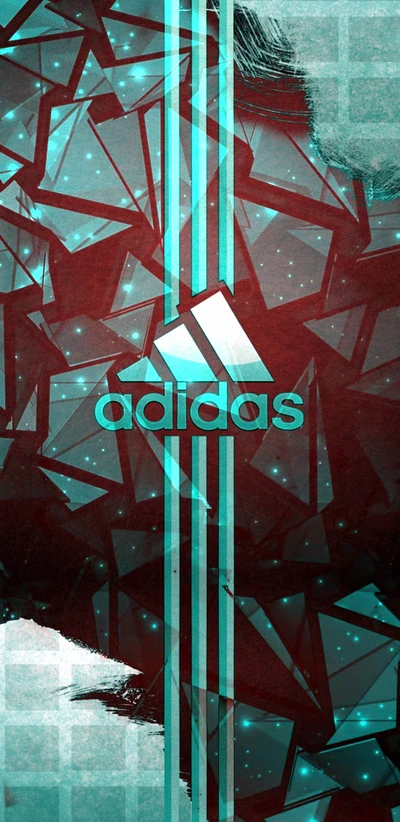 Adidas-Logo auf einem geometrischen Hintergrund