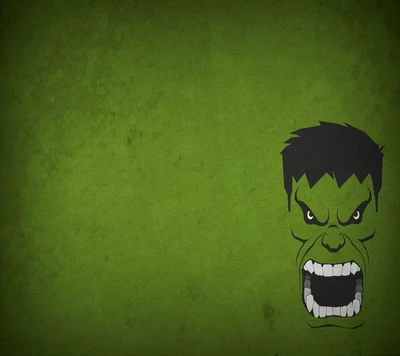 Angry Hulk Head on Green Background