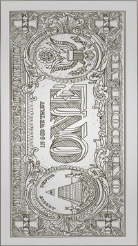 Diseño de billete de un dólar en plata y blanco