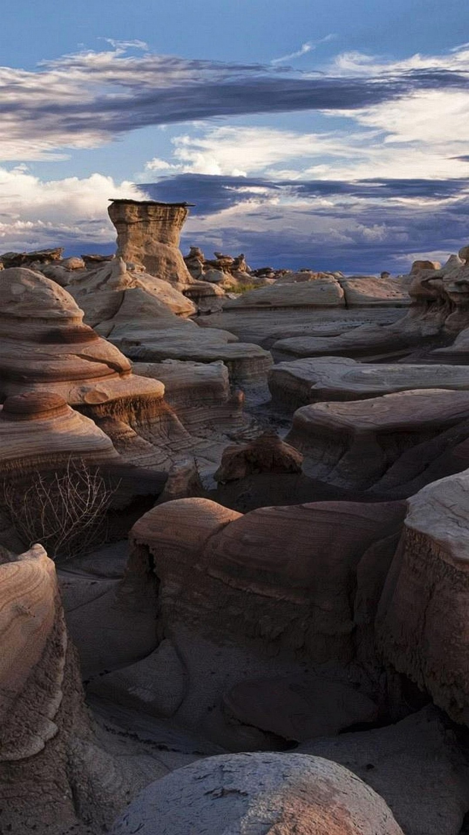 Araffes in the desert with rocks and a sky background (blue, cloud, rocks, sky, stones)