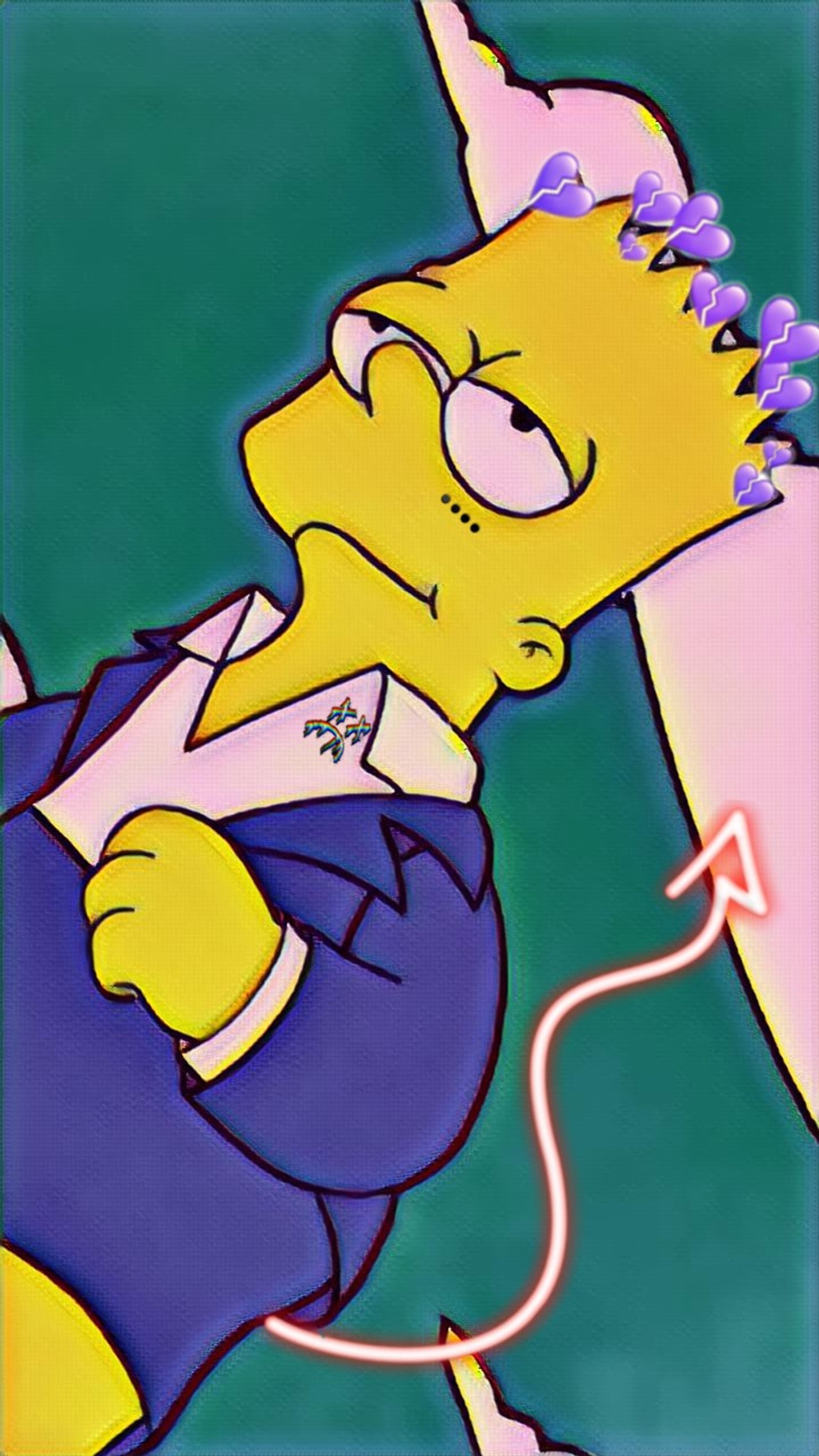 Los simpsons son un personaje de dibujos animados con pelo rosa y un traje azul (triste, simpson)