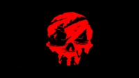 Emblema de Calavera Roja de Sea of Thieves sobre un fondo negro