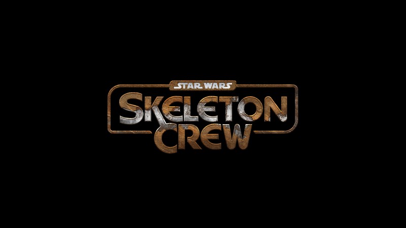 Логотип звёздных войн с надписью "скелетный экипаж" (star wars skeleton crew, серия 2023, черный фон, сериал, черный темный)