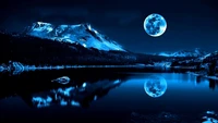 Moonlit Winter Landscape Reflected in Tranquil Waters