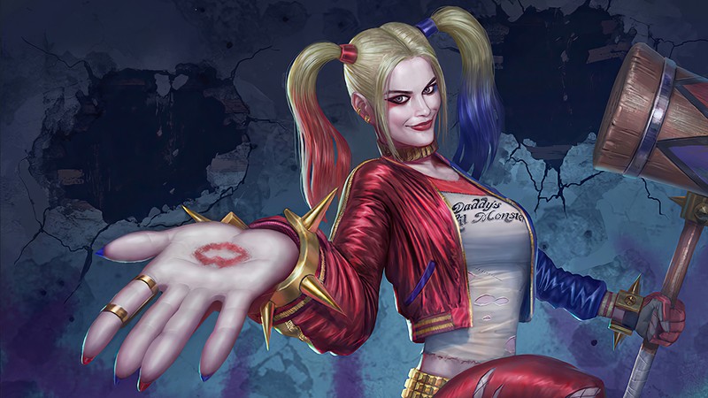 Харли квинн держит молот и сердце в руке (harley quinn, молоток, dc comics, комиксы, антигерой)