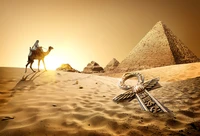 egyptian pyramids, pyramid, camel, desert, sand