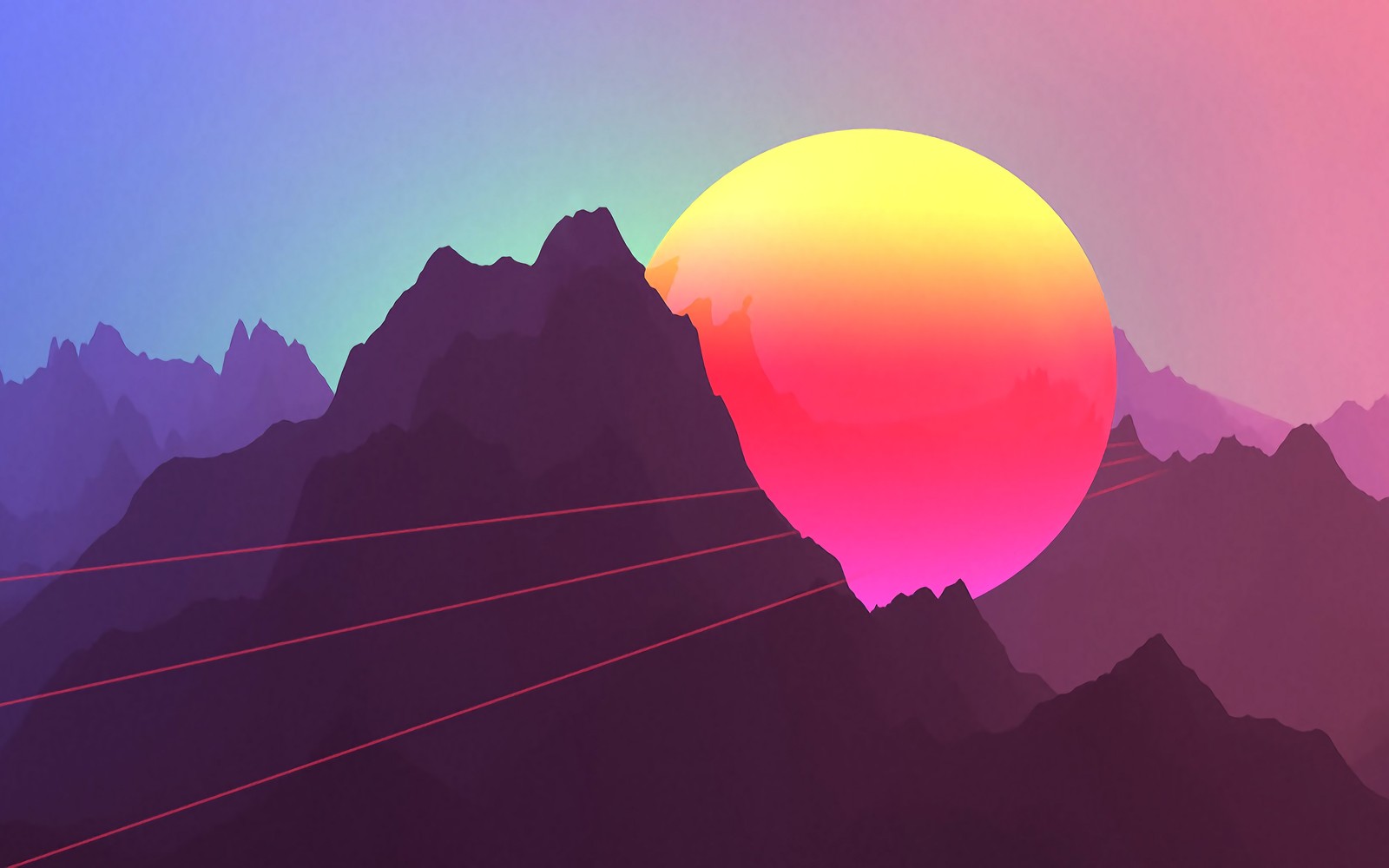 A sunset with mountains and a sun in the background (daytime, atmosphere, mountain, sunrise, landscape)