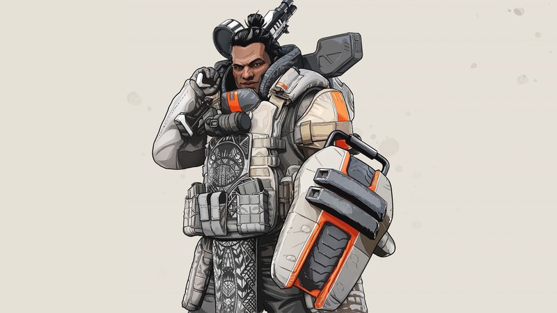 Крупный план человека в костюме с пистолетом (apex legends, видеоигра, гибралтар)