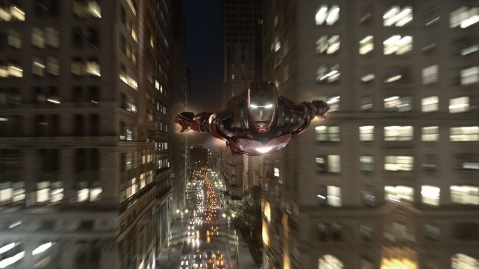 Spider-man volant dans les airs dans une ville la nuit (les vengeurs, the avengers, univers cinématographique marvel, marvel cinematic universe, ville)