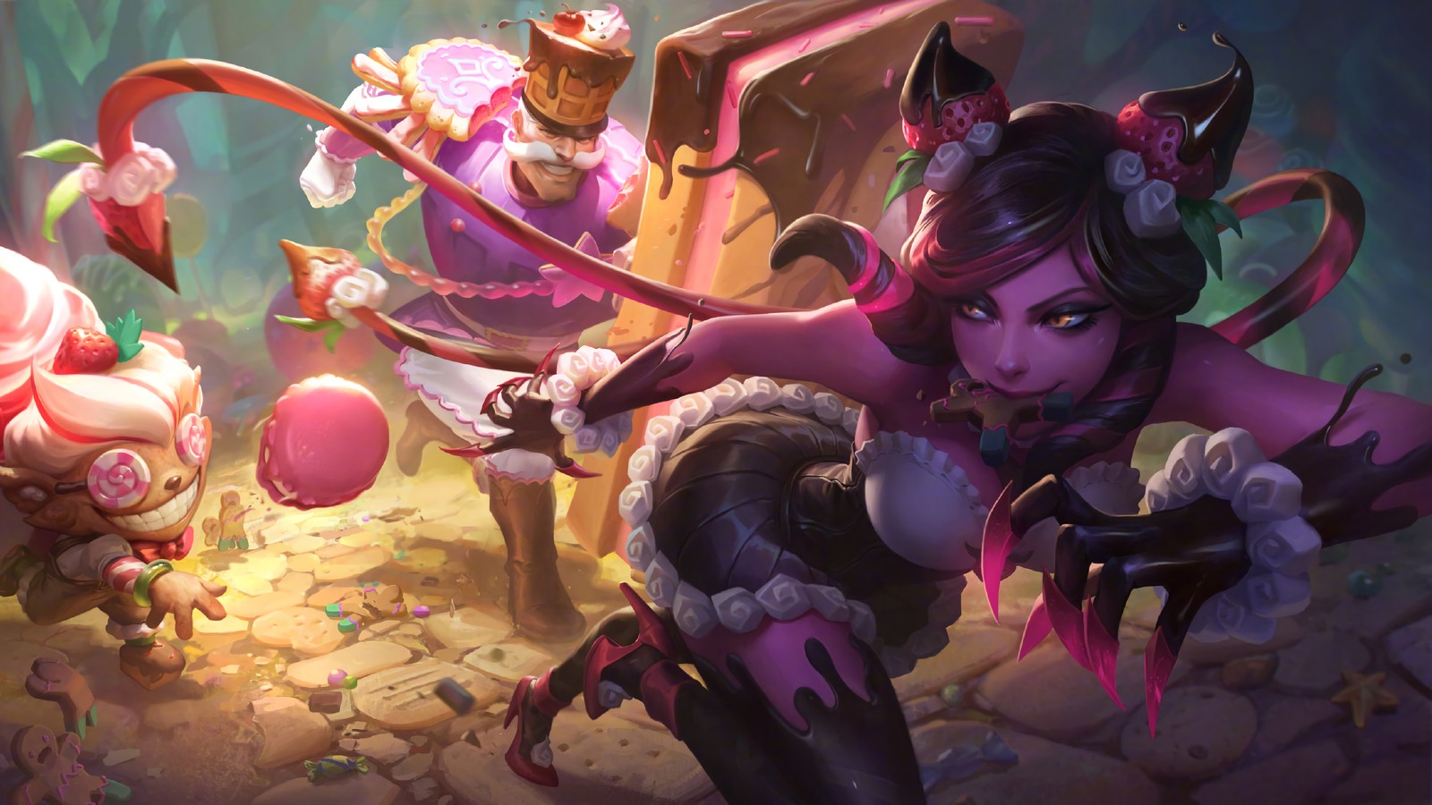 Téléchargez le fond d'écran ruée de sucre, evelynn, braum, ziggs, art visuel