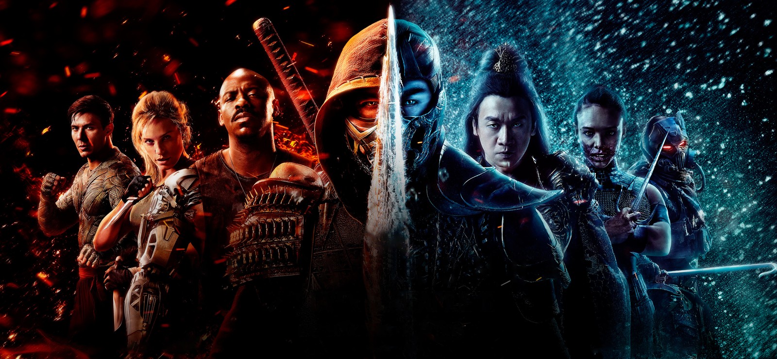 Скачать обои mortal kombat, широкоформатный, фильмы 2021, 2021 movies, постер