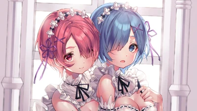 Charmantes jumelles de domestiques : Ram et Rem de Re:Zero