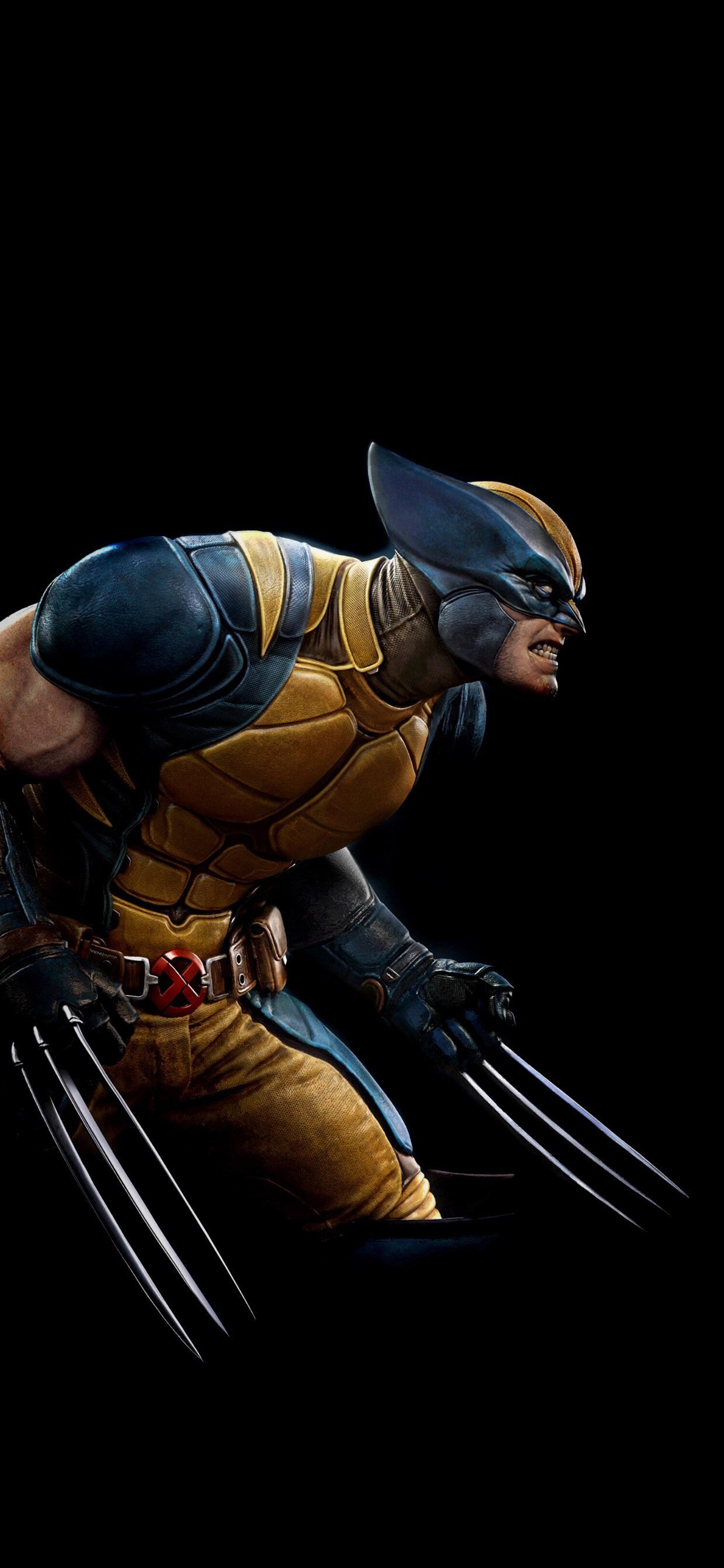 Wolverine statue on black background with a black background (x men, wolverine, marvel comics, spider man, comics)