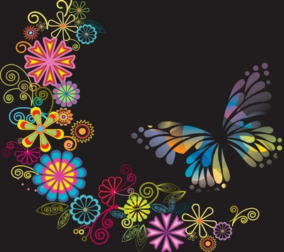 abstract, art, butterfly, colorful, floral