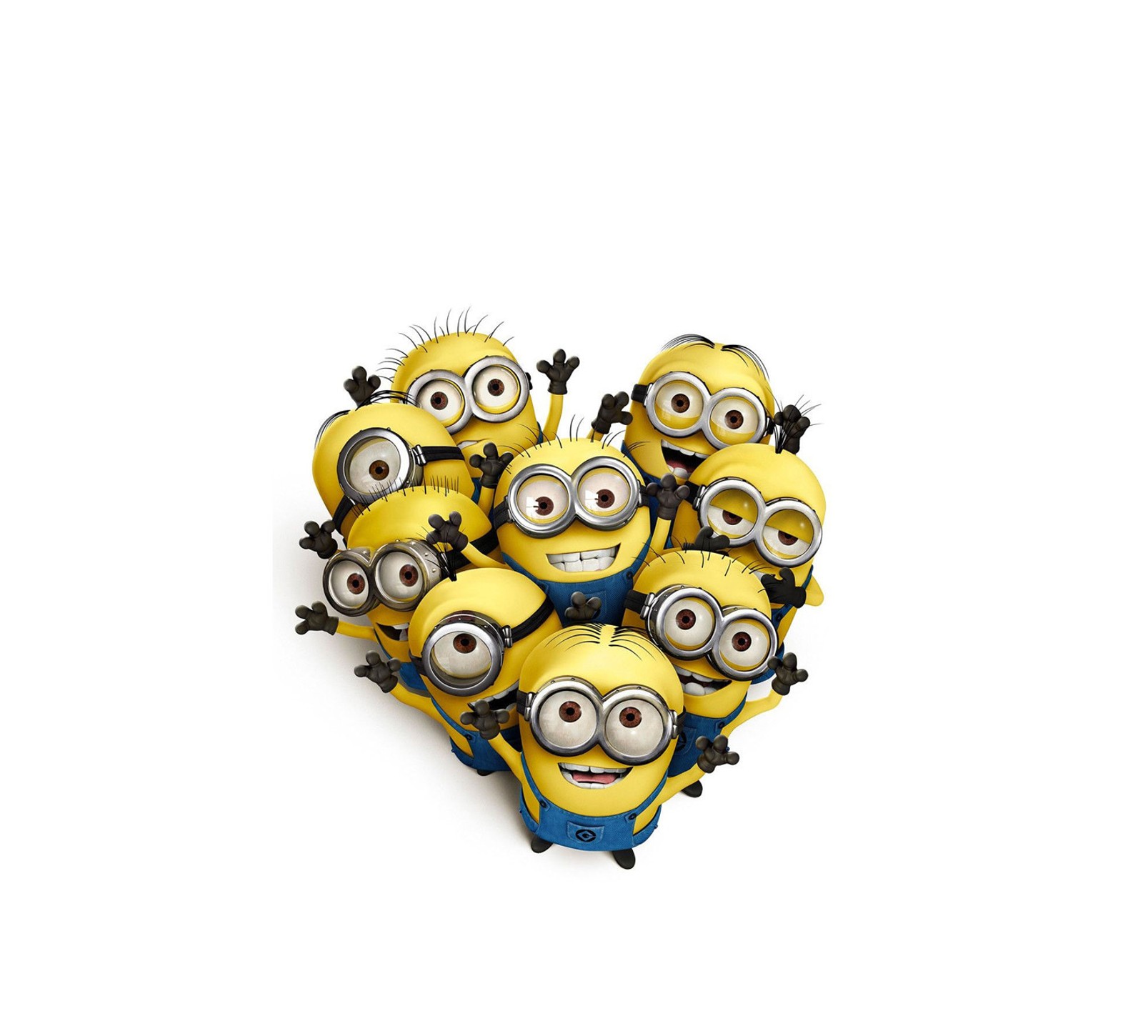 Il y a beaucoup de petits minions jaunes et noirs en forme de cœur (drôle, cœur, forme de cœur, minions, minions heart)