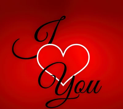 I Love You" Heart Design on Red Background