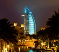 Stunning Dubai Hotel Illuminated at Night