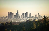 Skyline de Los Angeles: Uma vista deslumbrante durante o dia da metrópole urbana