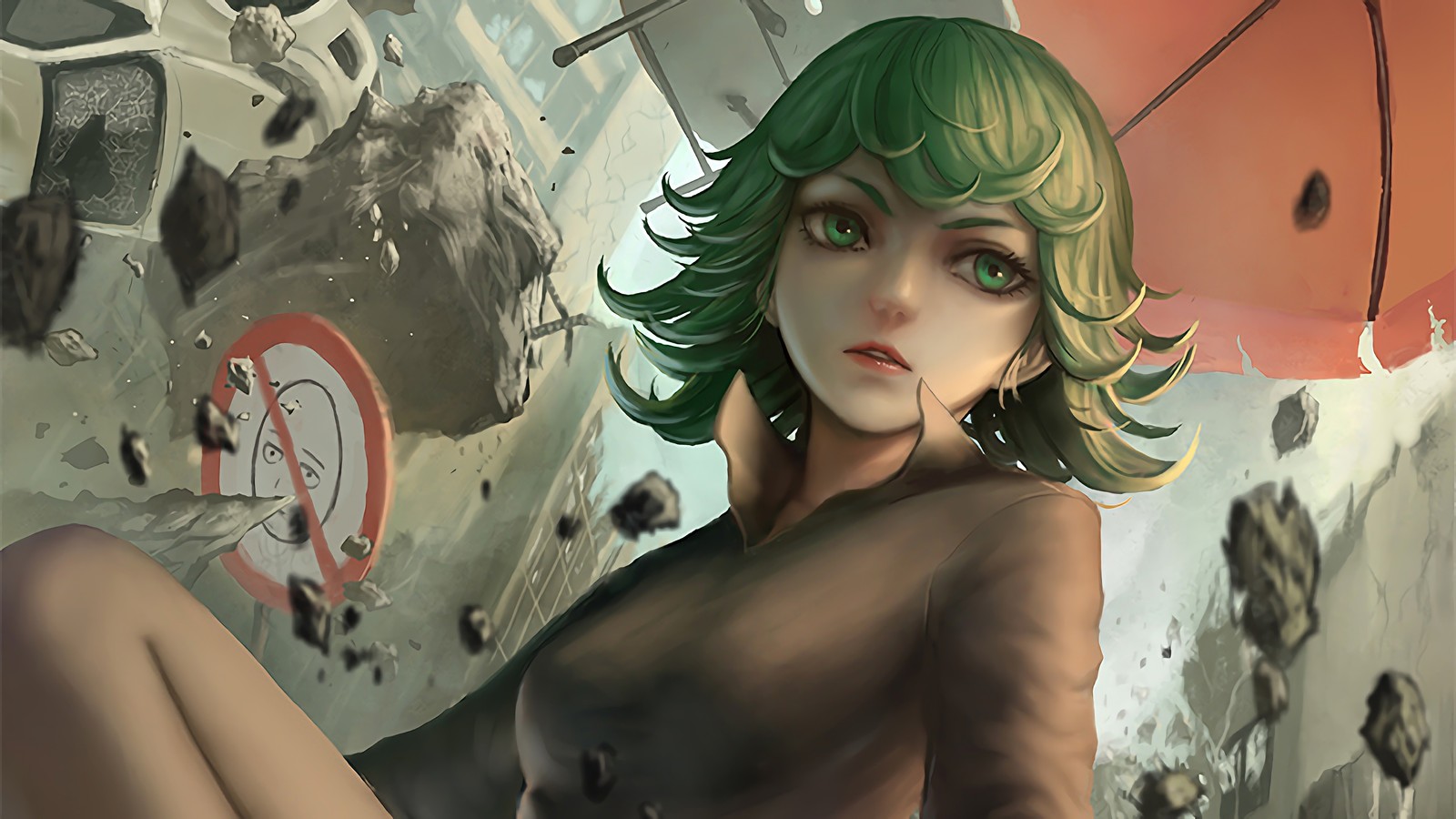 Скачать обои татсумакі, tatsumaki, one punch man, аниме, anime