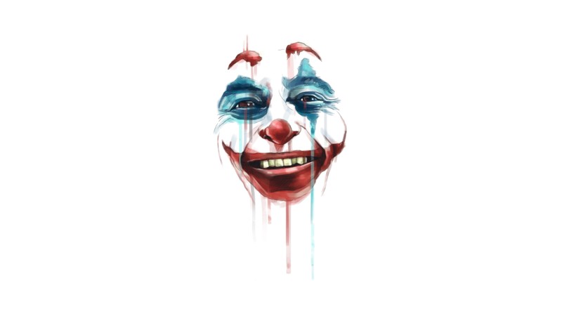 Близкий план лица клоуна с эффектом капающей краски (джокер 2019, joker 2019, фильм, джокер, joker)