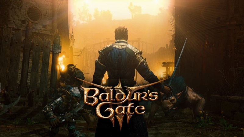 Мужчина в темном костюме стоит перед зданием с мечом (baldurs gate iii, видеоигра, балдаurs gate 3, baldurs gate 3)