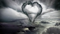 Heart-Shaped Cloud Formation Amidst a Dramatic Sky