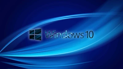 Elektrische blaue Wellenstruktur mit Windows 10-Logo