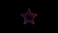 Neon Star in Abstract Patterns on Black Background